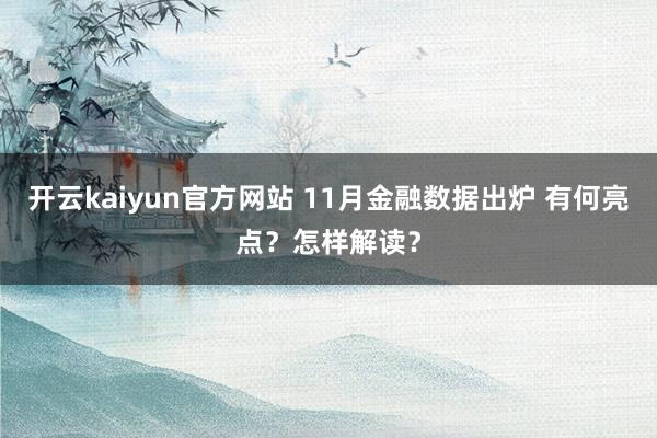 开云kaiyun官方网站 11月金融数据出炉 有何亮点？怎样解读？