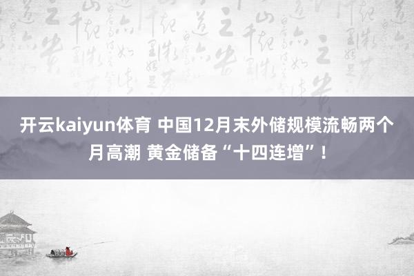 开云kaiyun体育 中国12月末外储规模流畅两个月高潮 黄金储备“十四连增”！