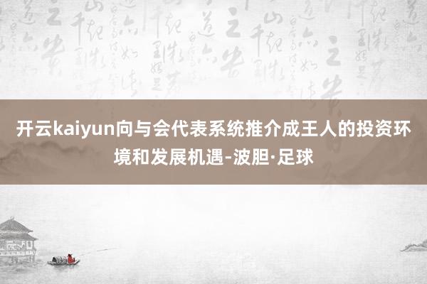 开云kaiyun向与会代表系统推介成王人的投资环境和发展机遇-波胆·足球