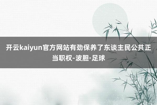 开云kaiyun官方网站有劲保养了东谈主民公共正当职权-波胆·足球