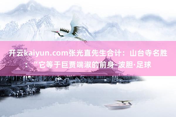 开云kaiyun.com张光直先生合计：山台寺名胜：“它等于巨贾端淑的前身-波胆·足球